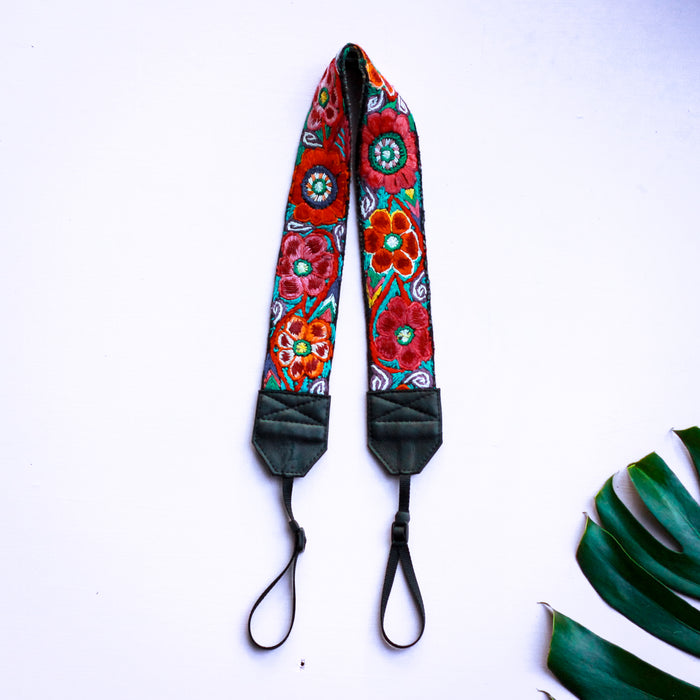 Vintage Embroidered Camera Strap - Twilight