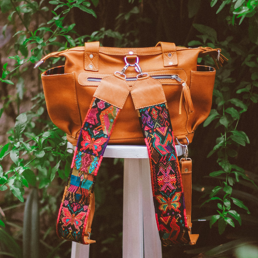 Vintage Embroidered Backpack Straps - Mariposa