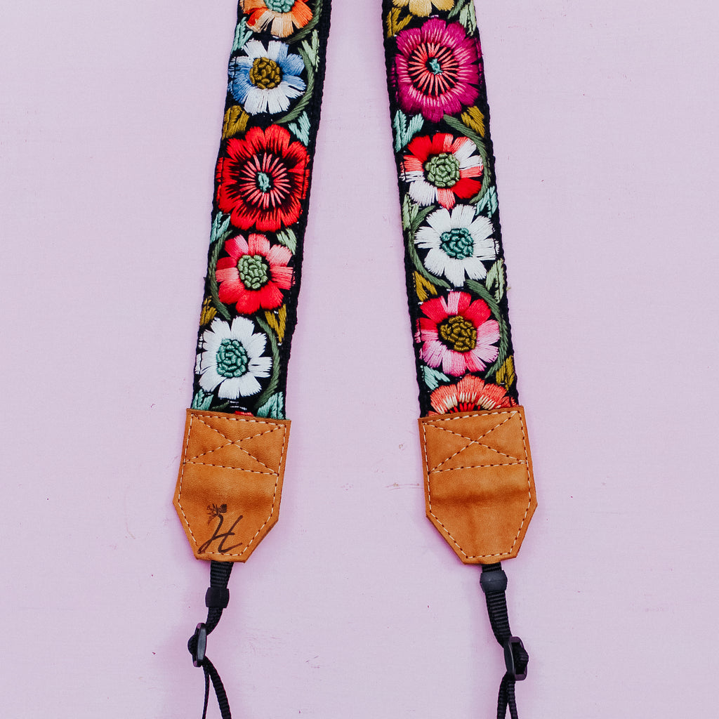 Vintage Embroidered Camera Strap - Abundancia