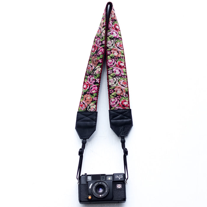 Vintage Embroidered Camera Strap - Floral D