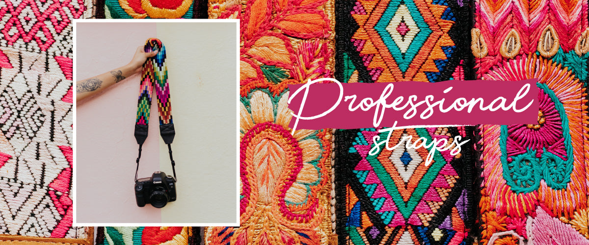 Hiptipico Camera Strap, Colorful Landscape, Hand Woven Straps, Bohemian Camera Strap, Lake Atitlan, Correa De Camara, Ethically Made, Sustainably Sourced, Upcycled, Professional Embroidered Camera Strap, Canon Camera Straps, Nikon Camera Strap