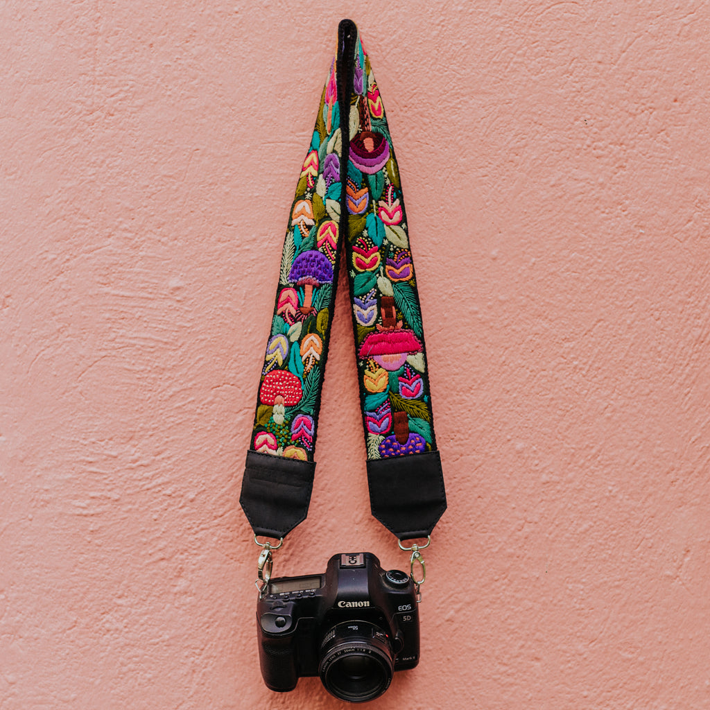 Hiptipico Camera Strap, Colorful Landscape, Hand Woven Straps, Bohemian Camera Strap, Lake Atitlan, Correa De Camara, Ethically Made, Sustainably Sourced, Upcycled, Embroidered Straps
