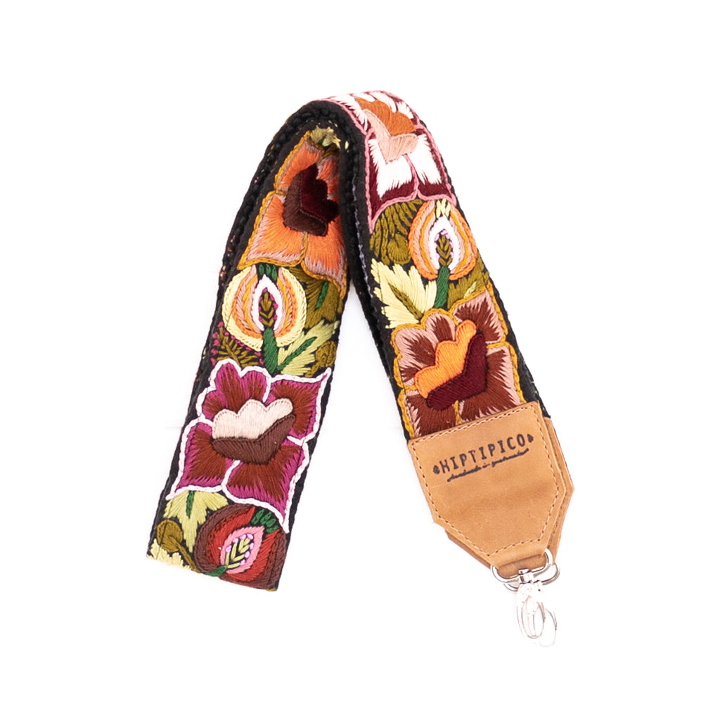 Hiptipico Straps, Leather Camera Strap, Embroidered Strap, Camera Straps, Clip-on Camera Strap, Hand Embroidered Camera Strap, Bag Strap,