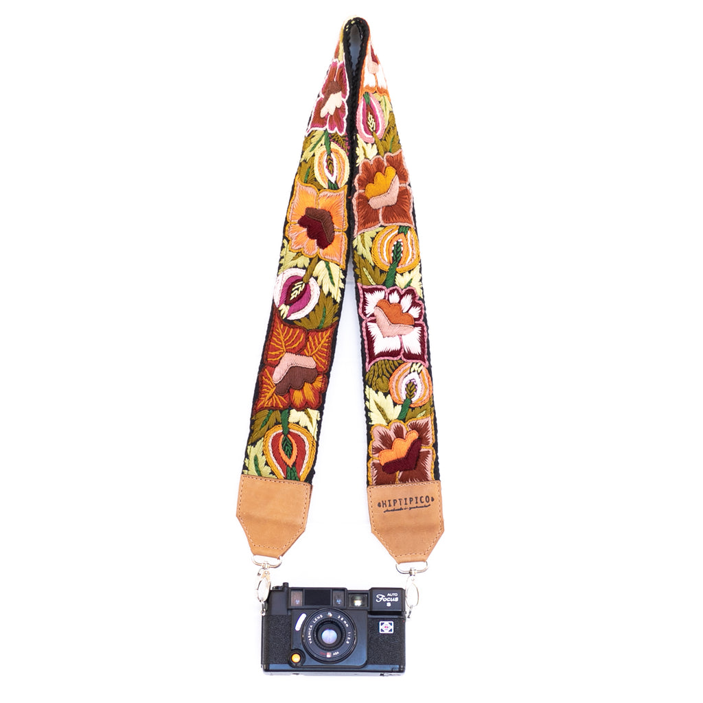 Hiptipico Straps, Leather Camera Strap, Embroidered Strap, Camera Straps, Clip-on Camera Strap, Hand Embroidered Camera Strap, Bag Strap,