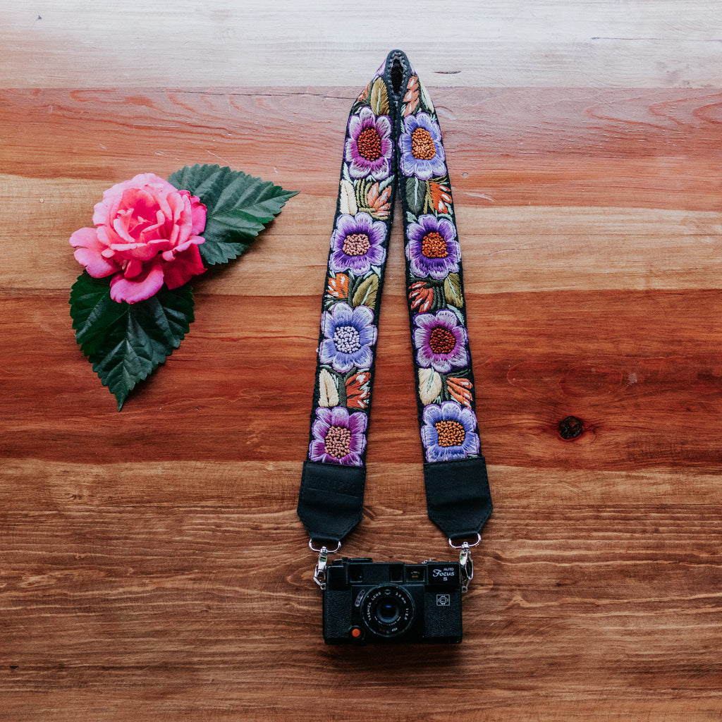 Hiptipico Camera Strap, Colorful Landscape, Hand Woven Straps, Bohemian Camera Strap, Lake Atitlan, Correa De Camara, Ethically Made, Sustainably Sourced, Upcycled, Embroidered Straps